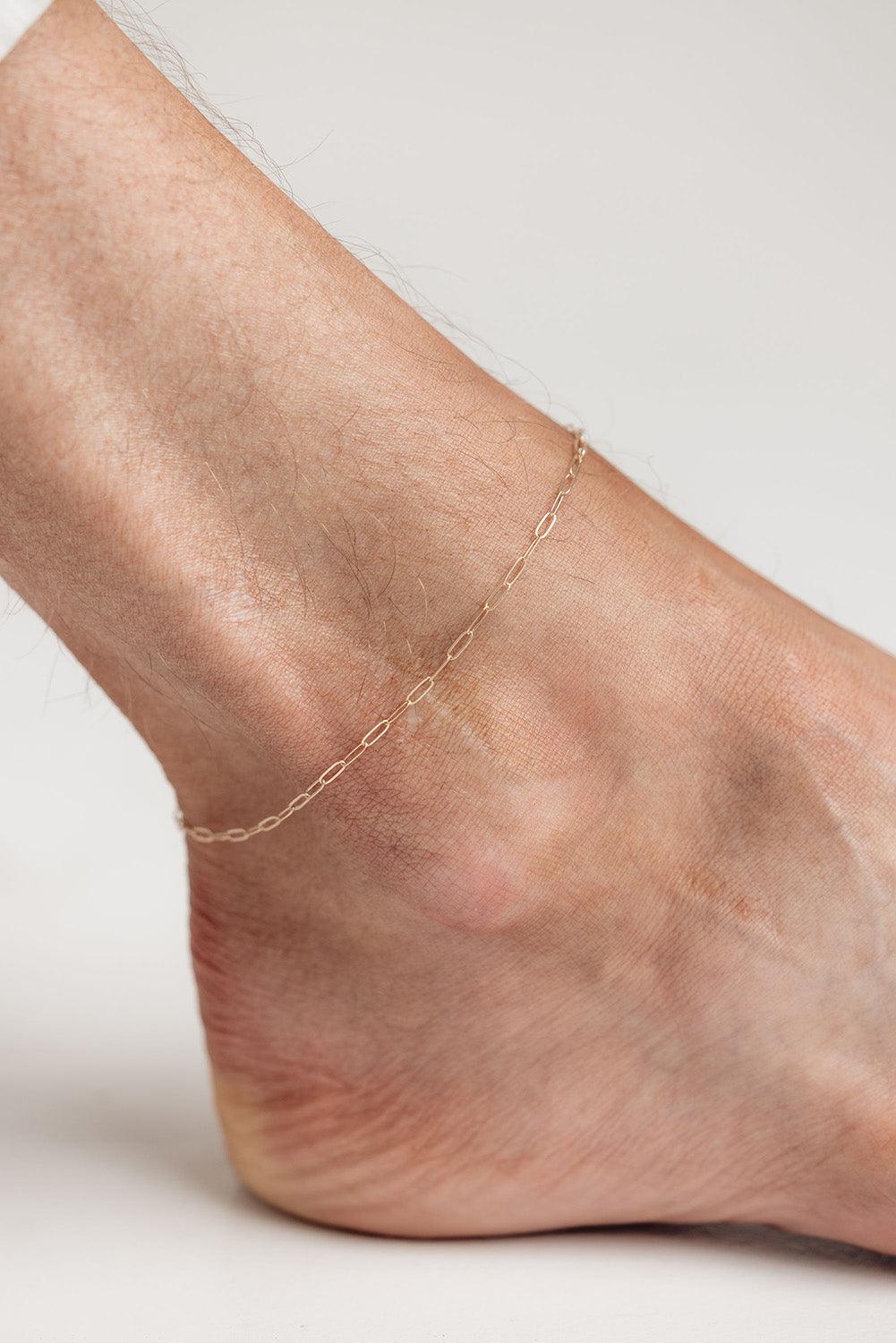 large link yellow gold anklet