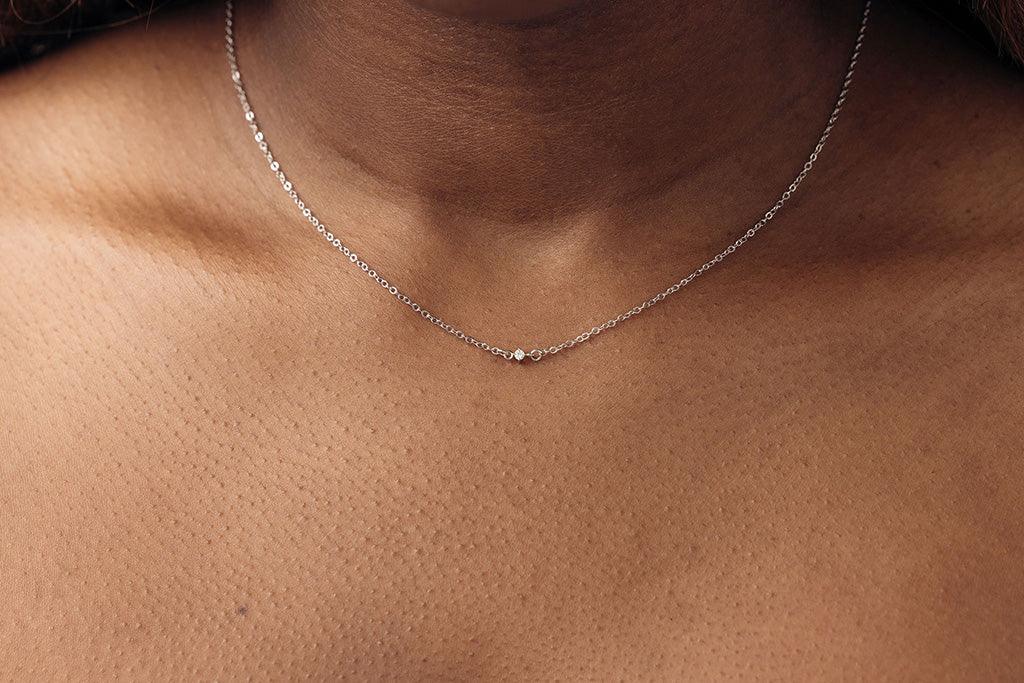luxe ice link charm on classic chain necklace