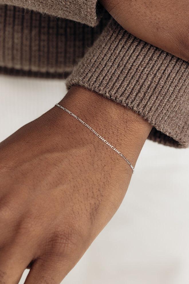 white gold figaro bracelet