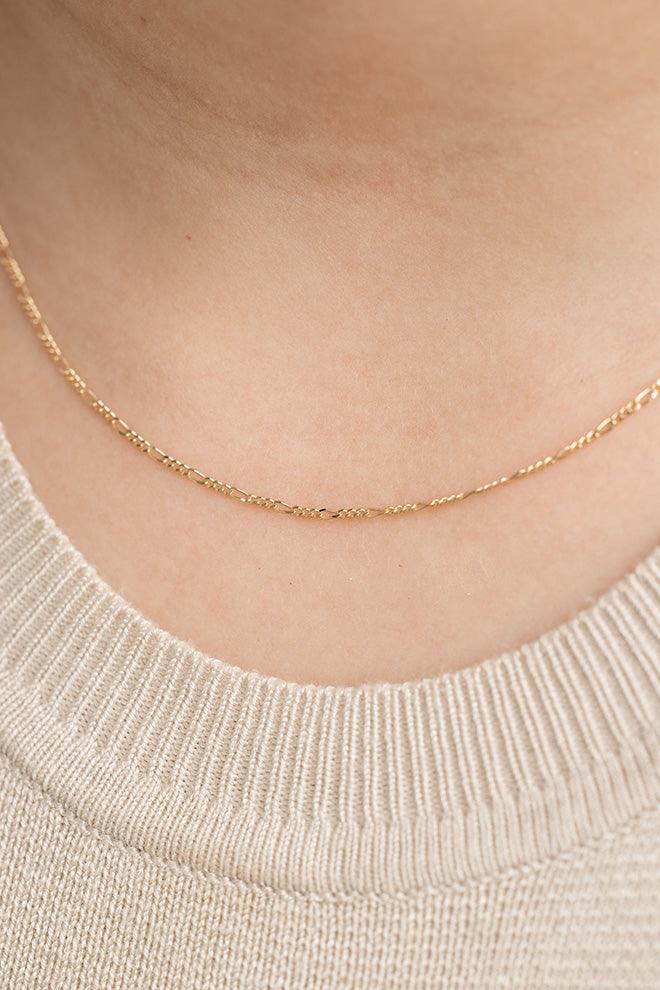 yellow gold figaro necklace