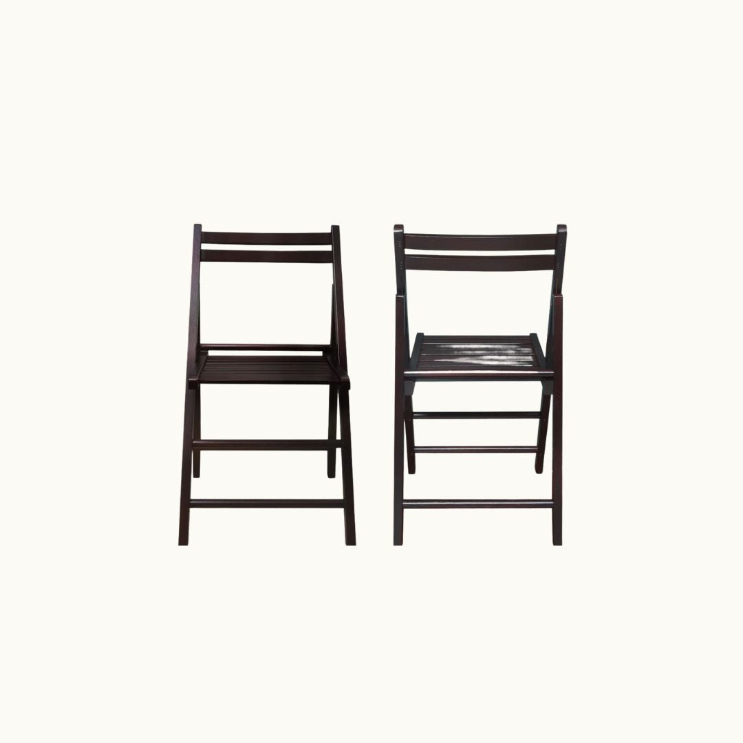 Espresso Stackable Folding Chairs (Set of 2)