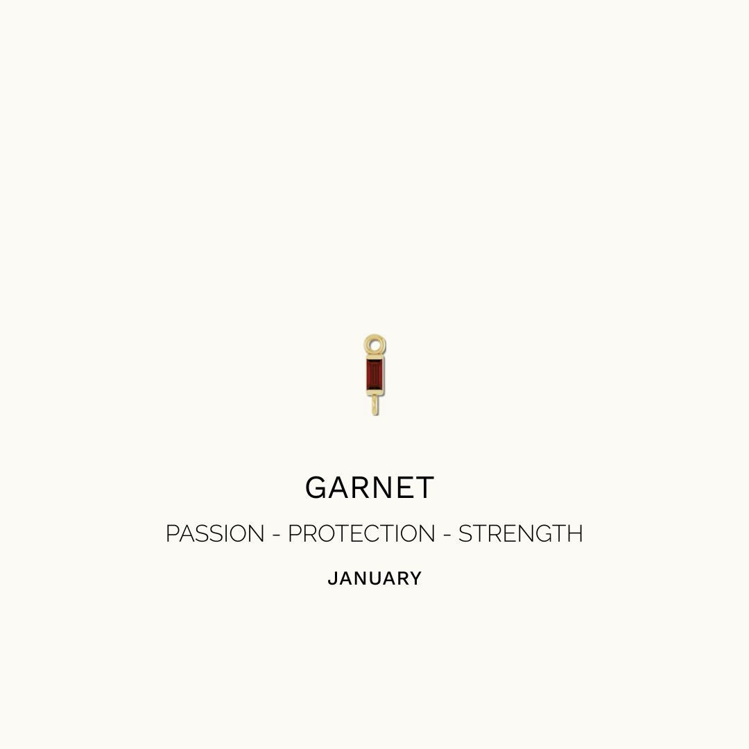 GARNET BAGUETTE CHARM