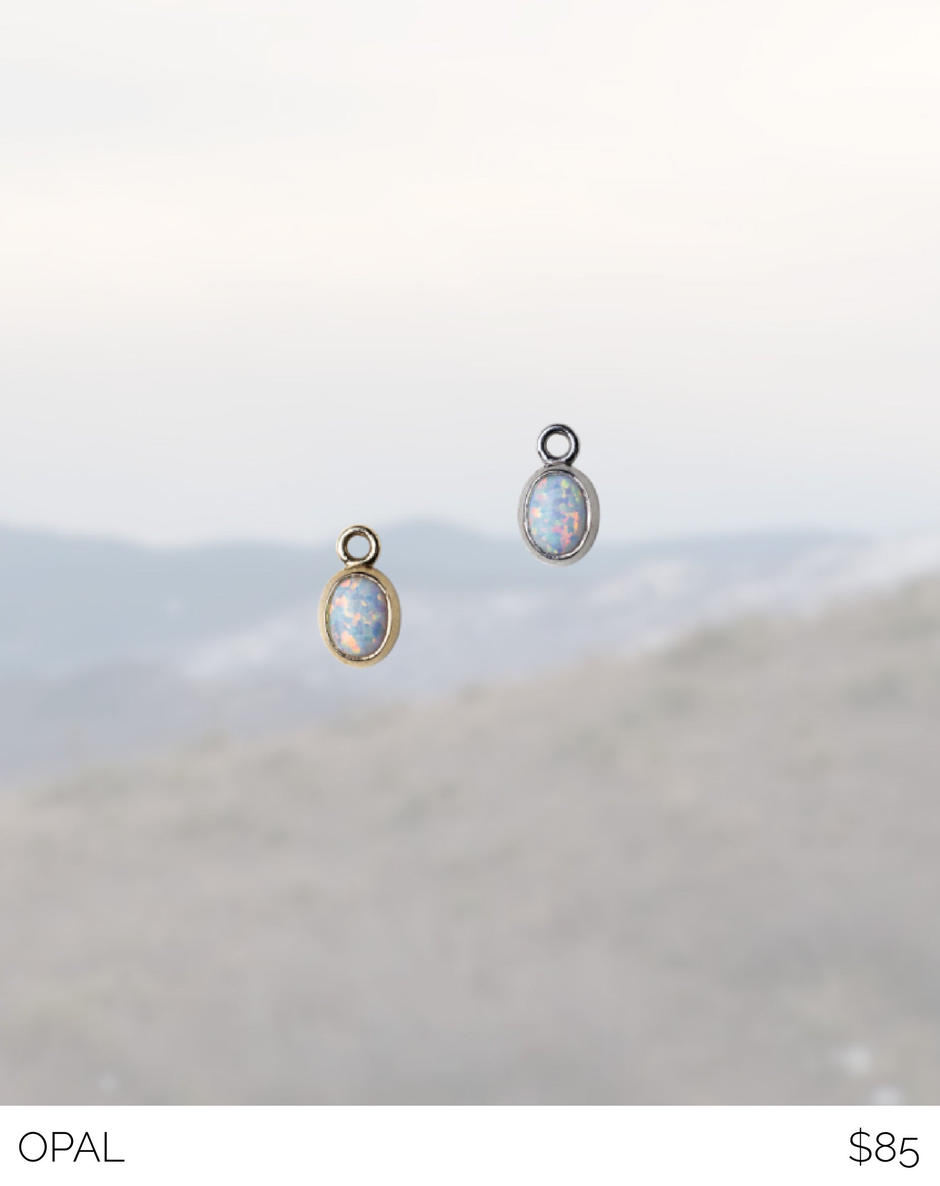 opal charms in gold and white gold