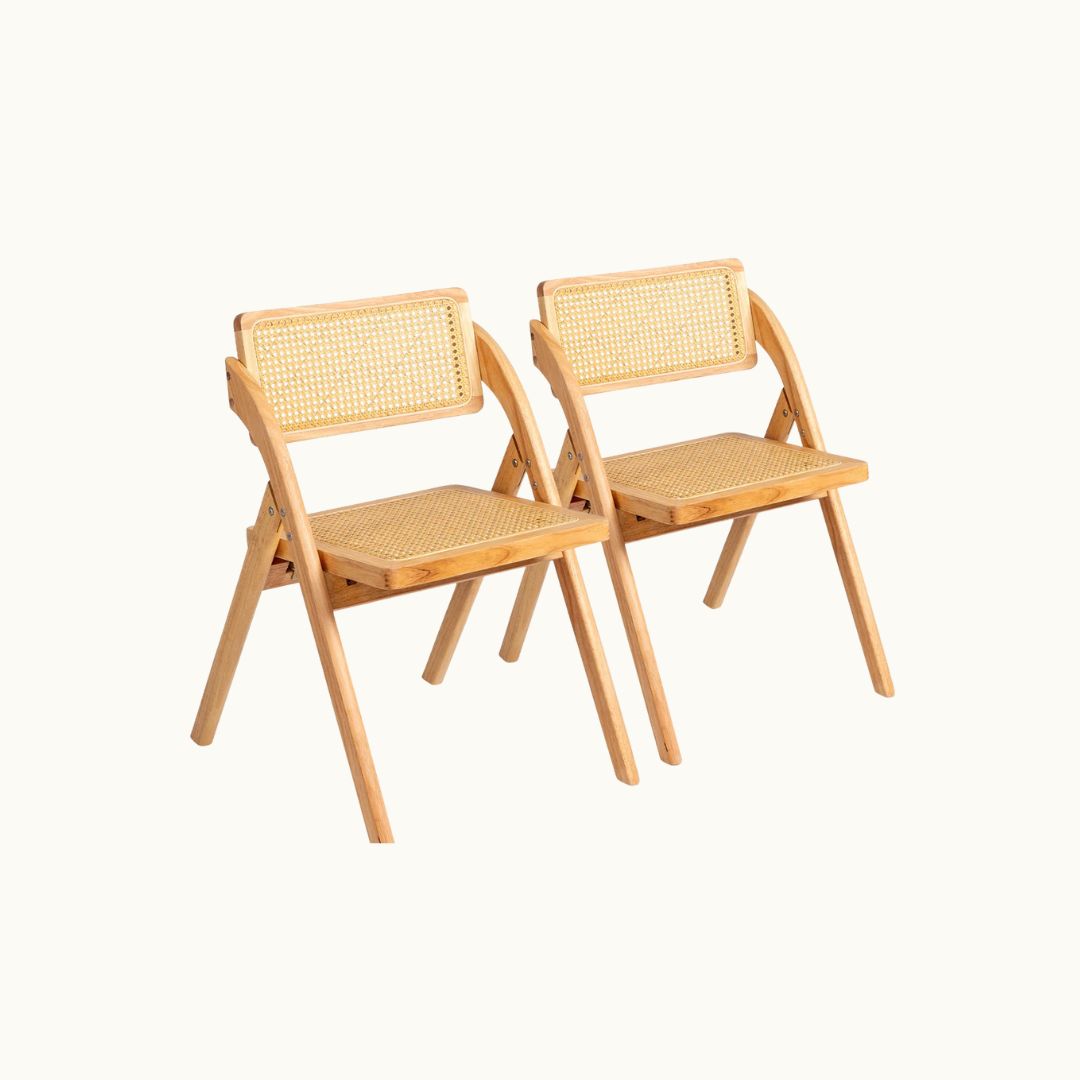 Wood Folding Chairs (Set of 2)