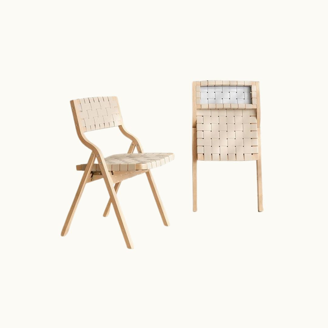 Woven Leather Folding Chairs (Set of 2)